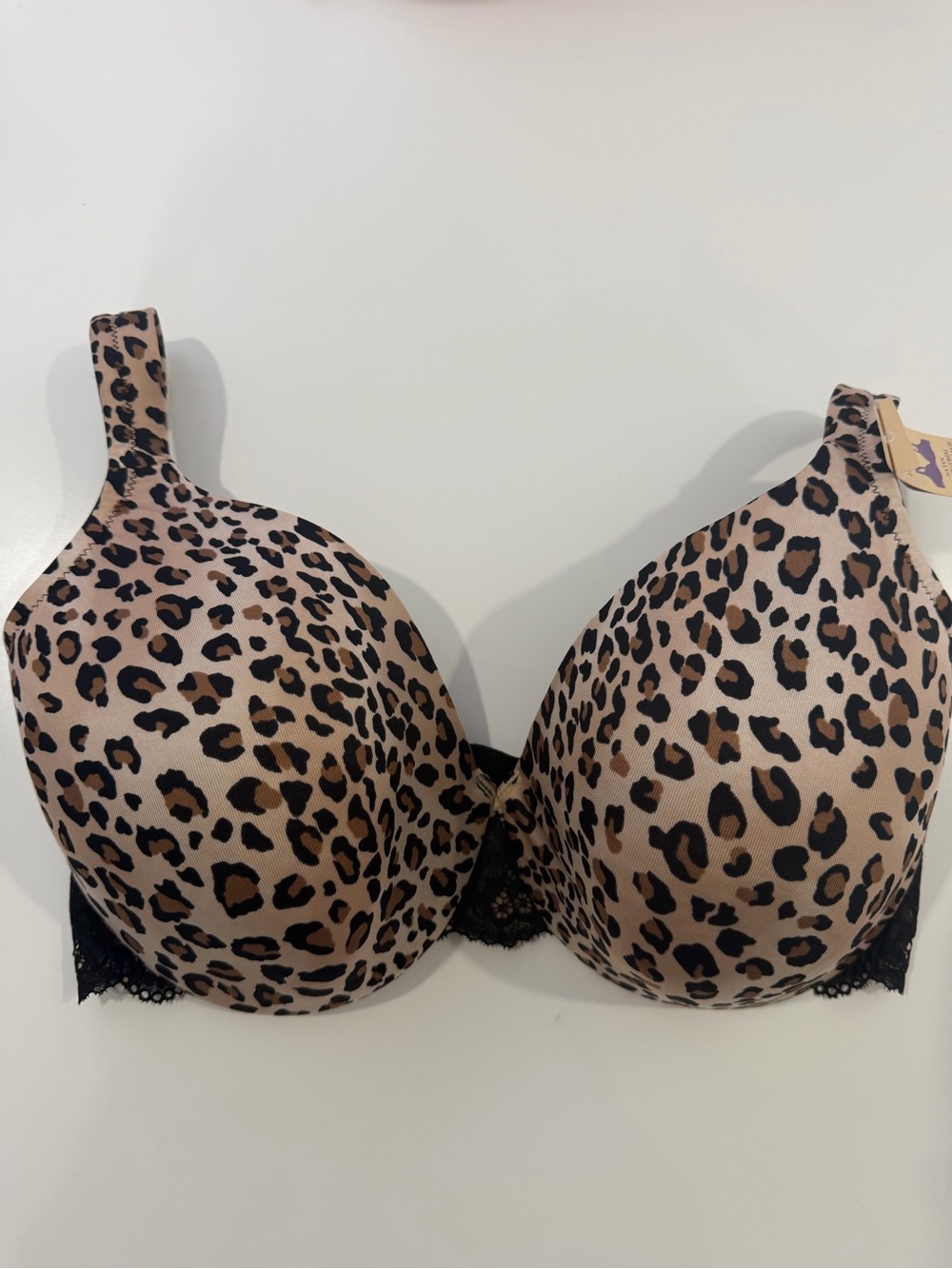 New Cacique Animal Print Bra 38DDD Black Lace